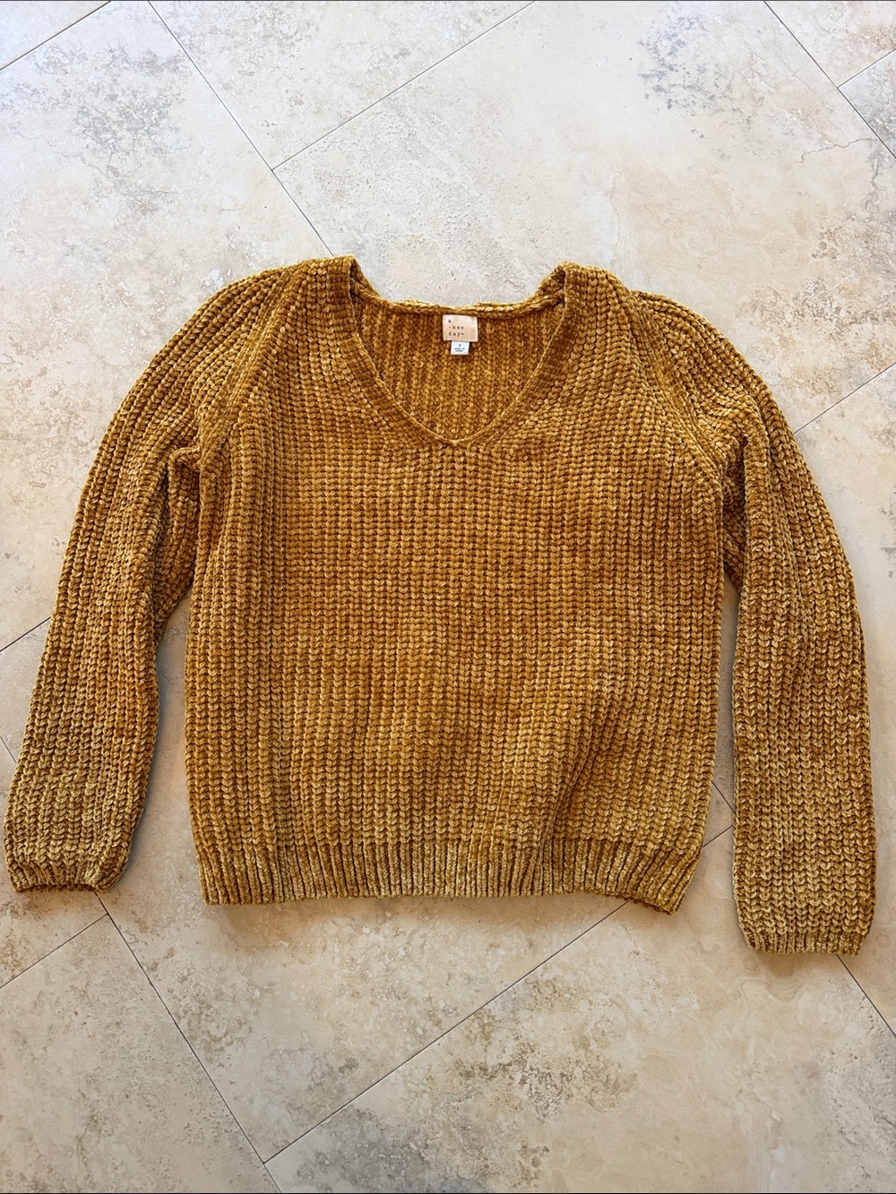 a new day V-Neck Chenille Sweater in Mustard Gold